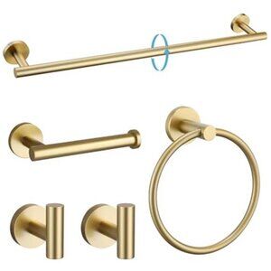 Brushed Gold Bathroom Hardware Set Towel Bar Towel Ring Toilet Paper Holder